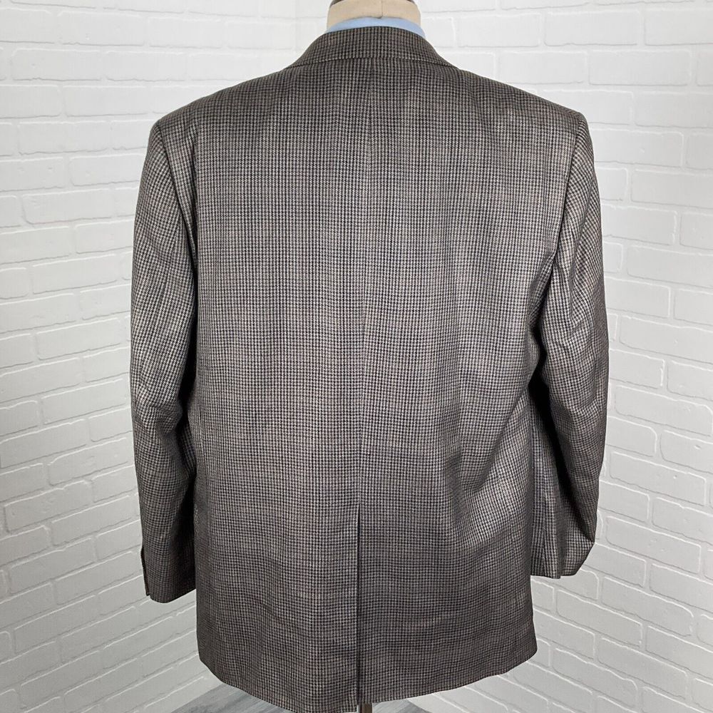 Chaps Blazer Men 48L Gray Gold Prince Edward Plaid Silk Career Classic Party - Picture 4 of 14